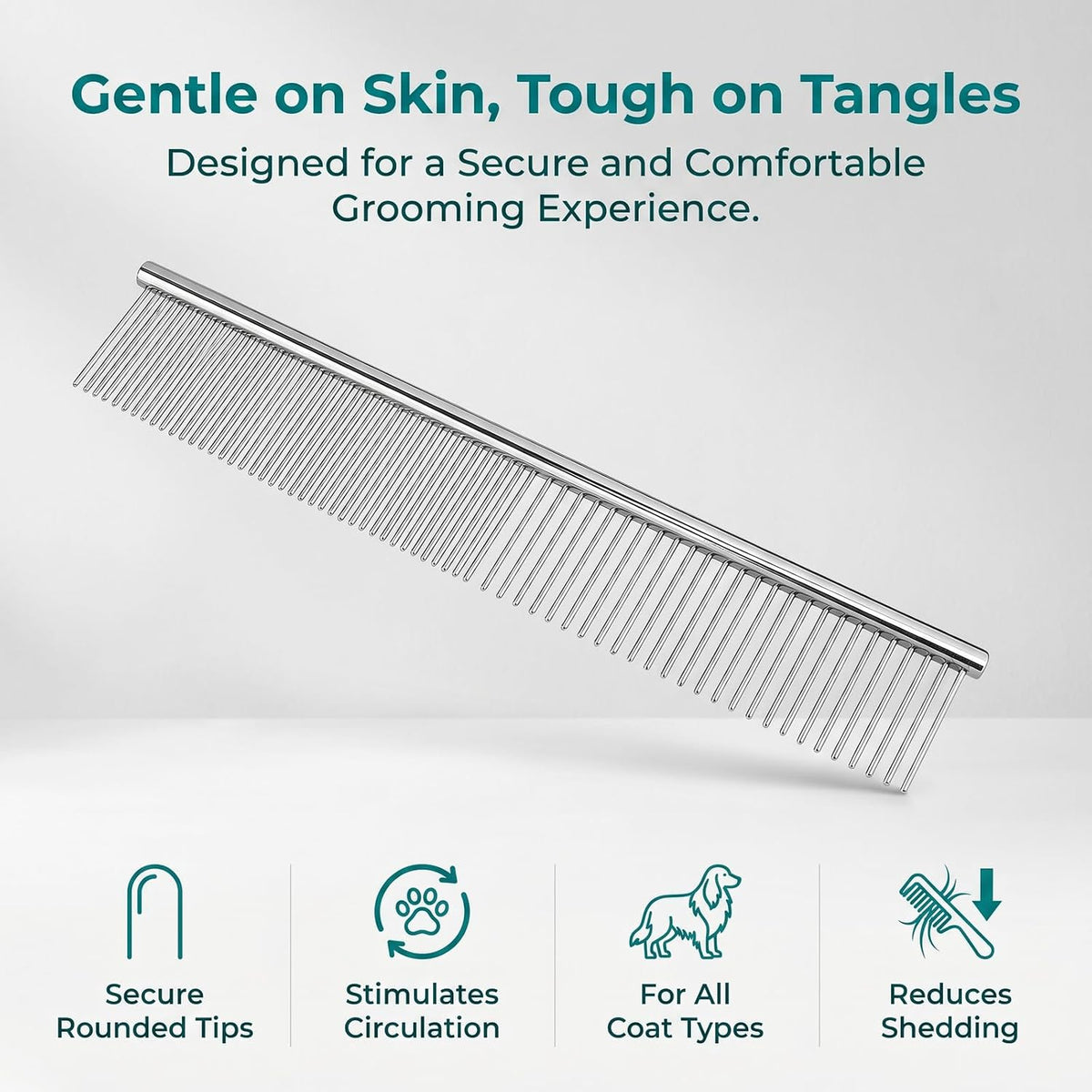 Professional Metal Pet Comb, Stainless Steel Pets Grooming Comb