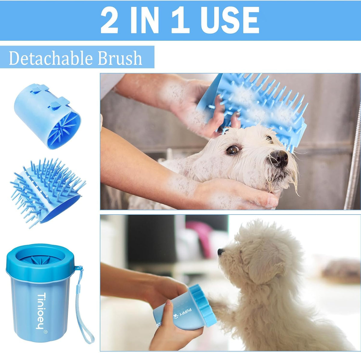 Dog Paw Cleaner Cup, Medium Dog Paw Washer with Silicone Brush
