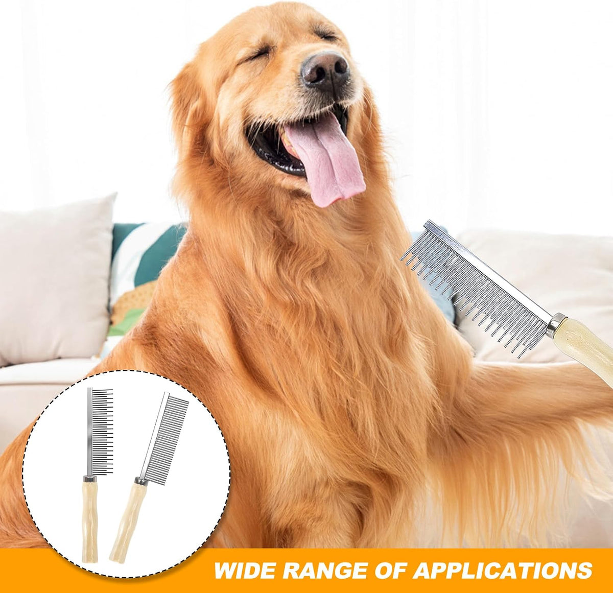 Detangling Comb for Cats Dogs, Detangling Pet Hair Grooming Circular Teeth Modified Comb for Long Short Haired Cats Pets 2 Pcs