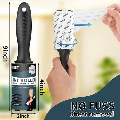 Ibest UK Lint Roller for Clothes and Pet Hair, 3 Reusable Refills, 100 Extra Sticky Easy Peel Sheets, Lint Remover for Carpet, Sofa and Car Seats