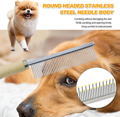 Detangling Comb for Cats Dogs, Detangling Pet Hair Grooming Circular Teeth Modified Comb for Long Short Haired Cats Pets 2 Pcs