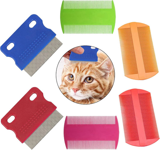 6 Pcs Dog Cat Hair Removal Massaging Combs, Dandruff & Stain Remover (Random Colour)