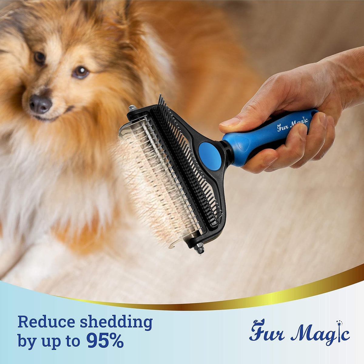 Deshedding & Dematting Comb, Grooming Brush 2-In-1 Undercoat Rake