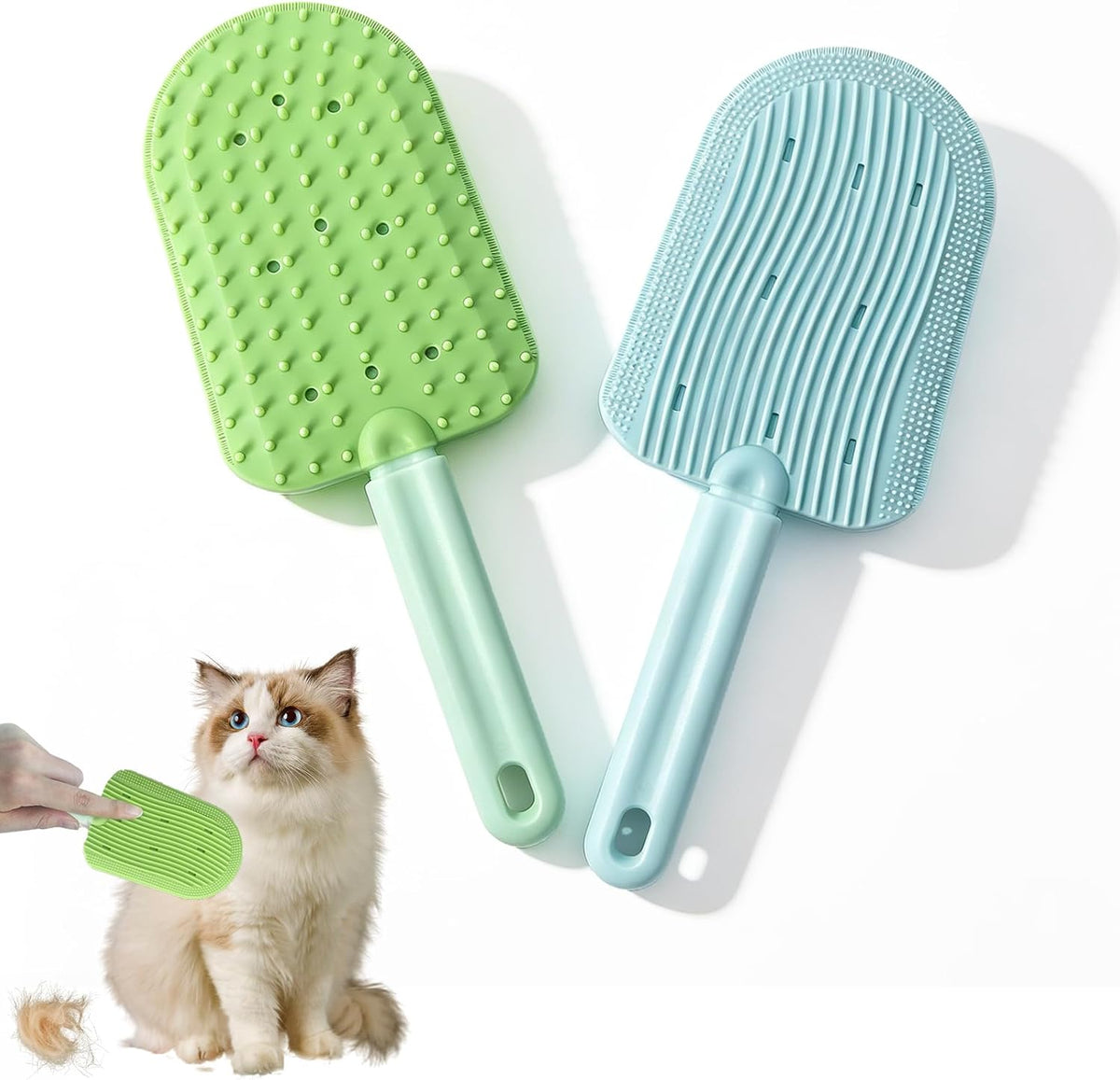2Pcs Cats Tongue Comb and Brush,Silicone Cat Brush,Cat Grooming Brushes