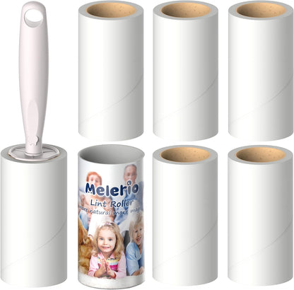 Lint Rollers 5 Refills Full 420 Sheets with Protective Cover,1 Handle with 6 Extra Sticky Lint Roller Set for Clothes, Sofa, Bed and Carpet, Lint Roller for Pet Hair, Cat Hair, Dog Hair, Dust