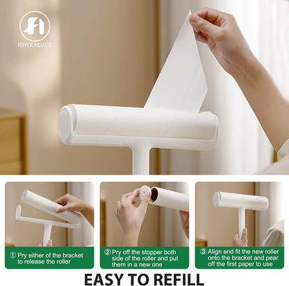 9.5'' Large Lint Roller for Pet Hair with 6 Extendable Handle and Dust-Proof Cover * 5 Refills 300 Sheets, Long Handle Lightweight Extra Sticky Heavy Duty Mop for Cleaning Carpet Floor