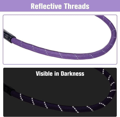 anti Chew Dog Lead - Heavy Duty Rope Dog Leash with No Bite Chain and Soft Padded Handle, No Tangle Strong Leash with Reflective Threads