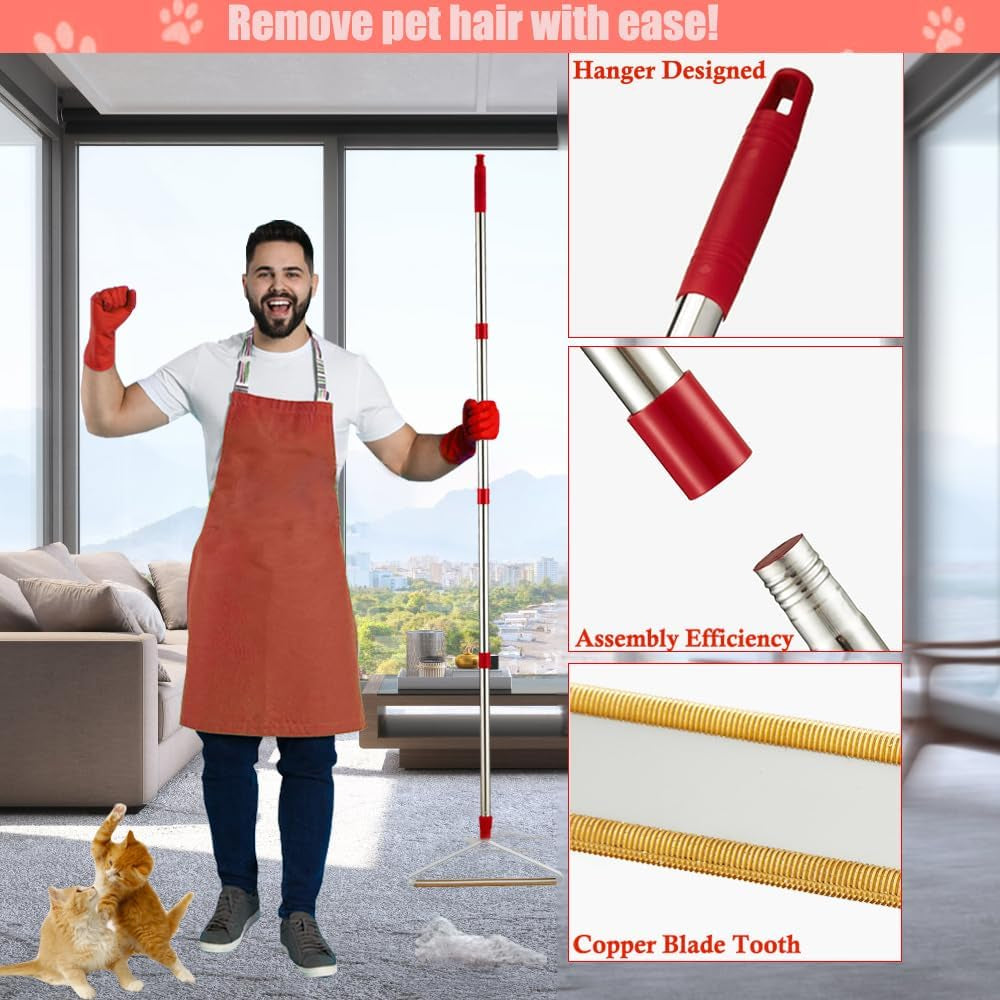 Upgrated Carpet Rake for Pet Hair Removal with 152Cm Long Handle