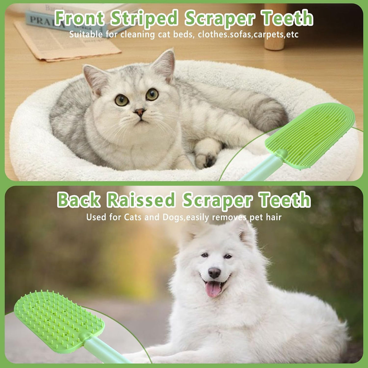 2Pcs Cat Tongue Comb and Brush - Upgraded Washable Silicone Pet Brushes for Long or Short Haired Cats, Multifunctional Grooming Brush, Easily Removes Fur