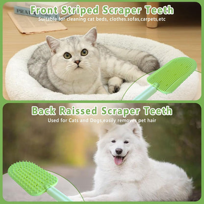 2Pcs Cat Tongue Comb and Brush - Upgraded Washable Silicone Pet Brushes for Long or Short Haired Cats, Multifunctional Grooming Brush, Easily Removes Fur