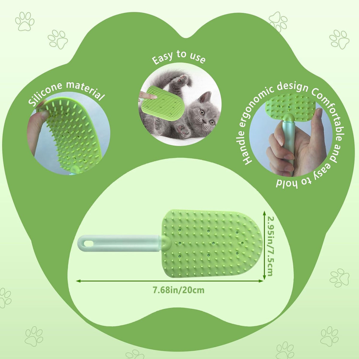2Pcs Cat Tongue Comb and Brush - Upgraded Washable Silicone Pet Brushes for Long or Short Haired Cats, Multifunctional Grooming Brush, Easily Removes Fur
