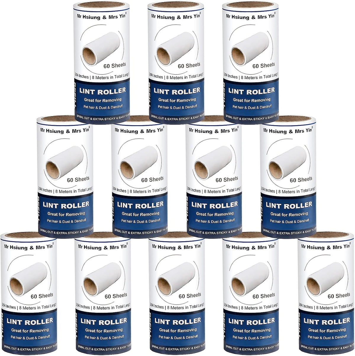 720 Sheets Lint Roller Refills (12 Pack) – Extra Sticky Refills for Lint Roller, Clothes & Pet Hair Removal, Dog Hair Remover, Lint Brush – Value Pack, Great Value for Money