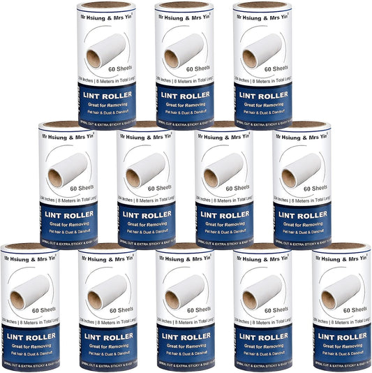 720 Sheets Lint Roller Refills (12 Pack) – Extra Sticky Refills for Lint Roller, Clothes & Pet Hair Removal, Dog Hair Remover, Lint Brush – Value Pack, Great Value for Money