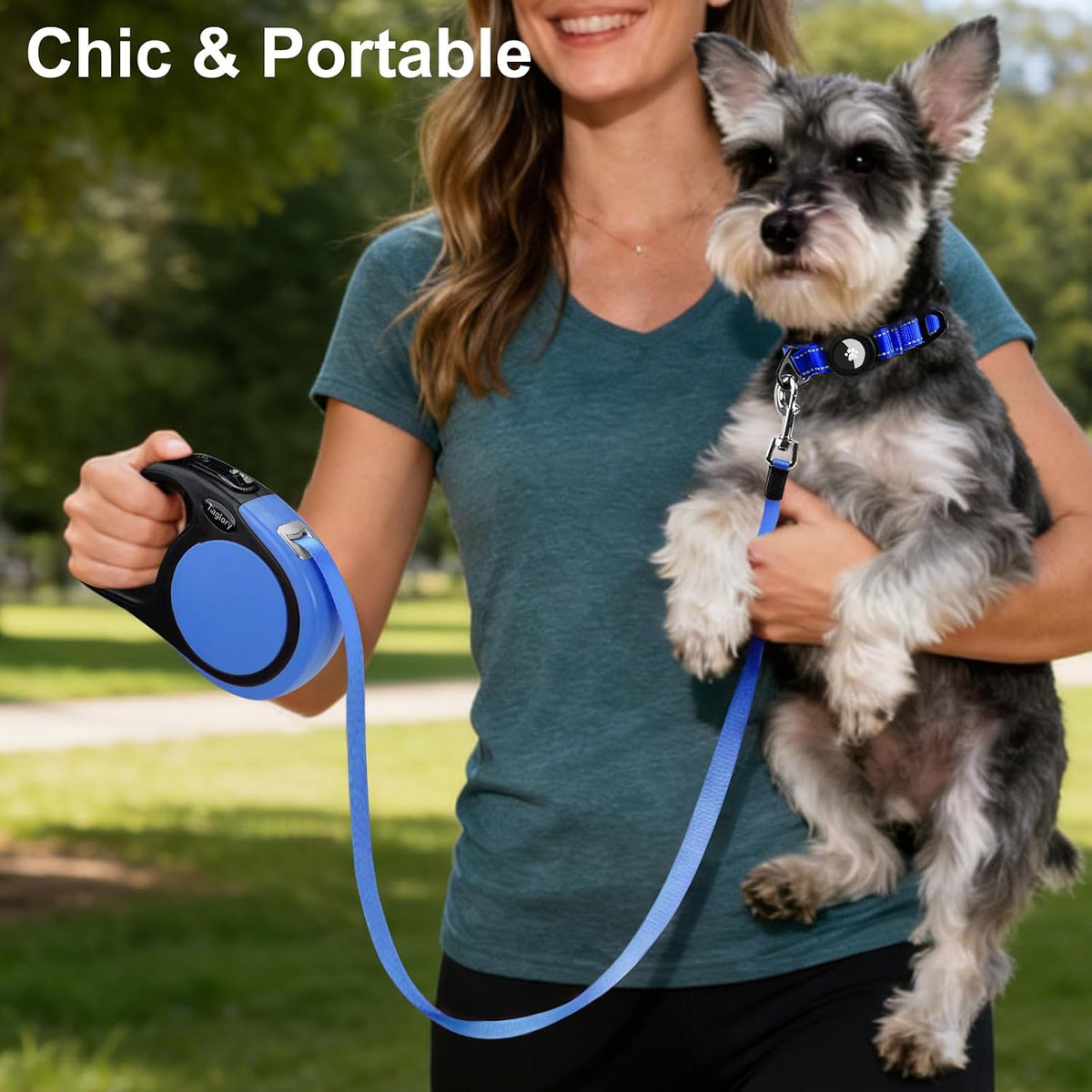 Retractable Dog Lead for Small Medium Dogs up to 20KG, 5M, Blue