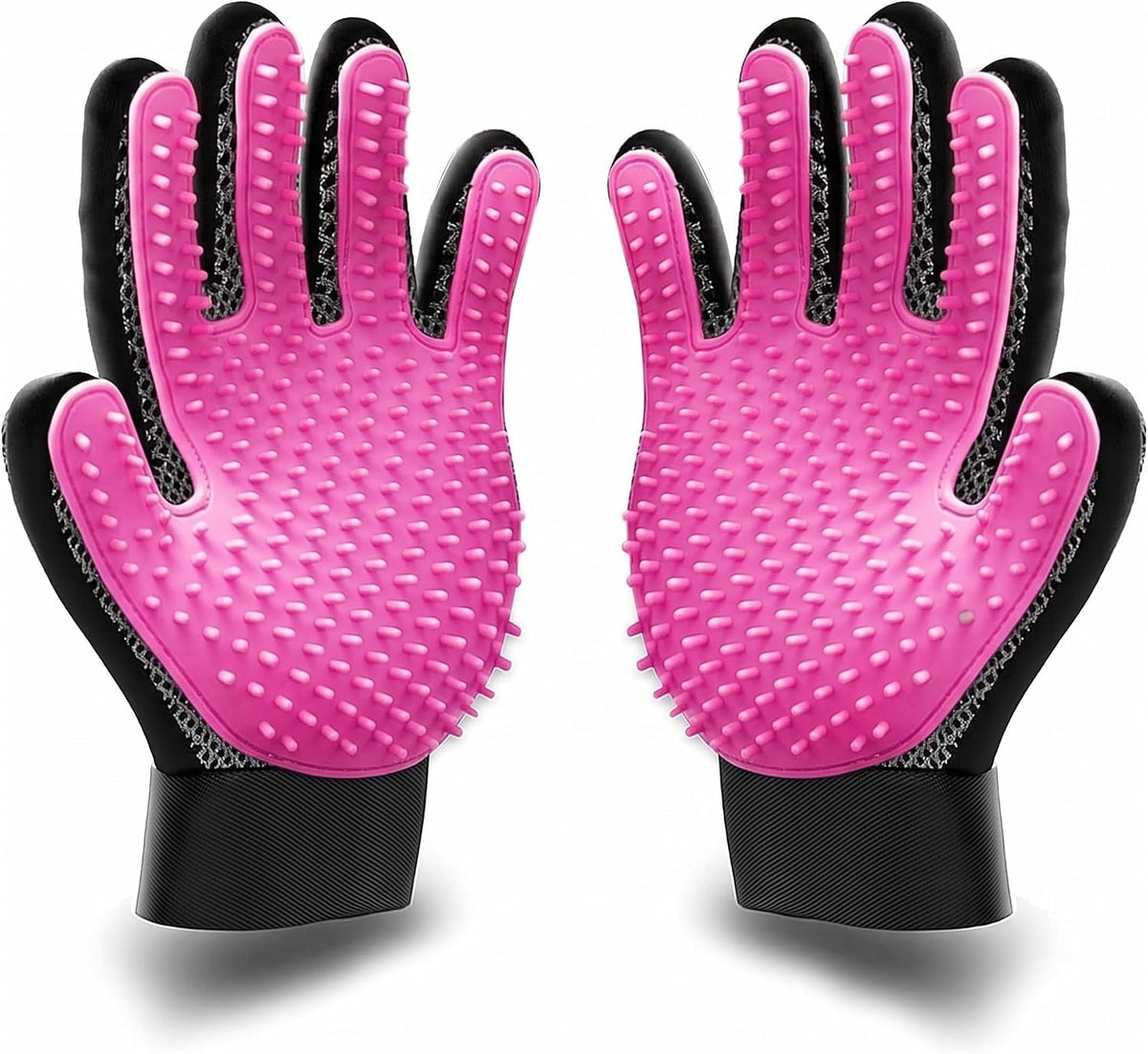 Pet Dog Cat Grooming Glove,Gentle Deshedding Brush Glove,Efficient Pet Hair Remover Mitt,Massage Tool with Enhanced Five Finger Design,For Dogs,Cats,Rabbits,Horses with Long/Short Fur,1 Pair