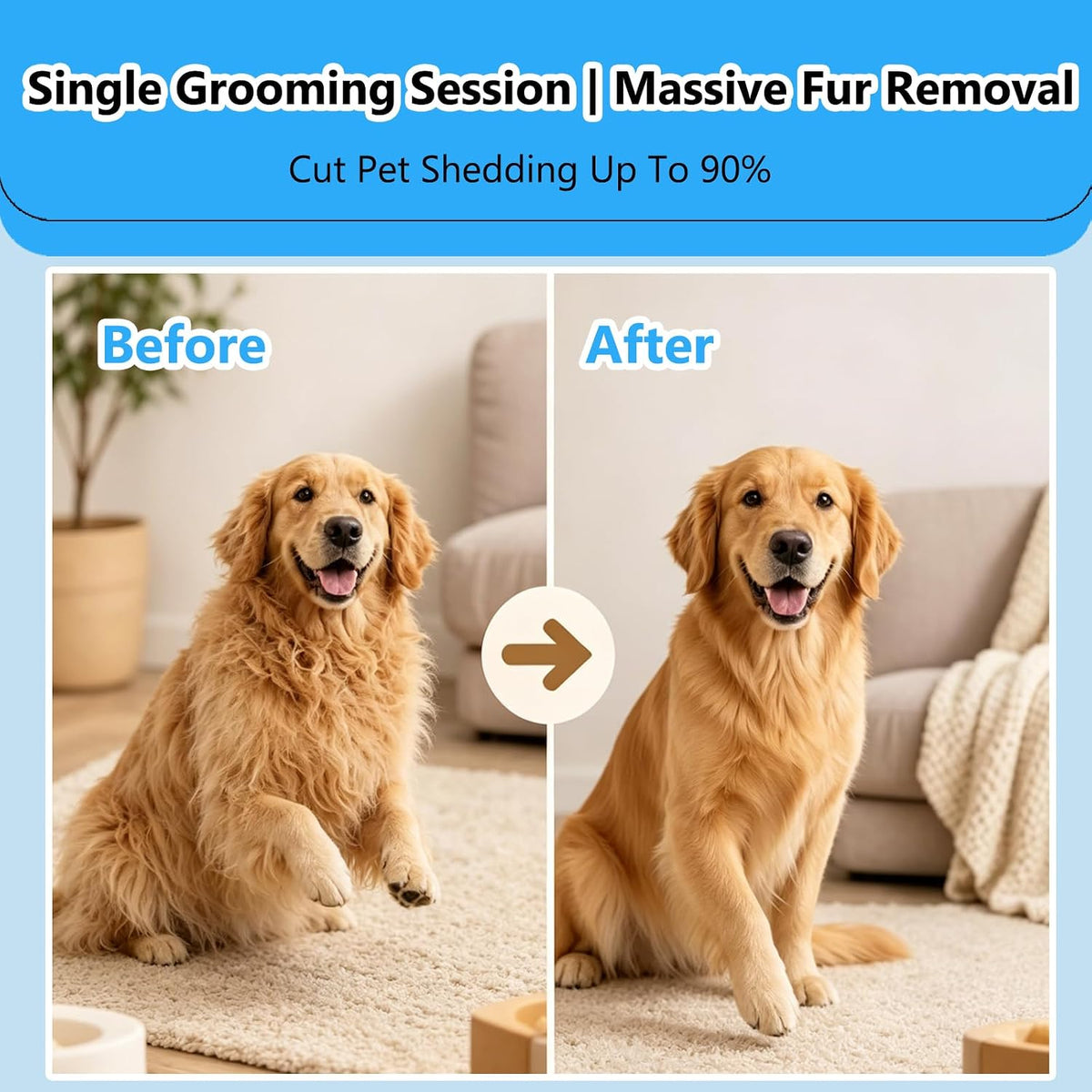 Dematting Comb for Dog and Cat, Double Sided Pet Grooming Tool Deshedding Brush, Horses Undercoat Rake for Long-Haired Pets, Removes Tangles, Mats and Loose Fur