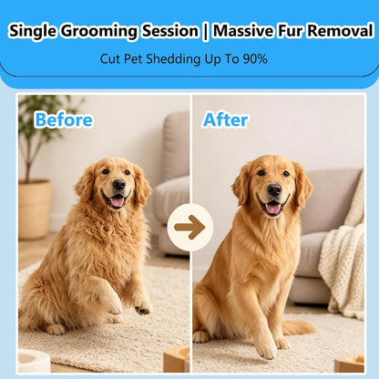 Dematting Comb for Dog and Cat, Double Sided Pet Grooming Tool Deshedding Brush, Horses Undercoat Rake for Long-Haired Pets, Removes Tangles, Mats and Loose Fur