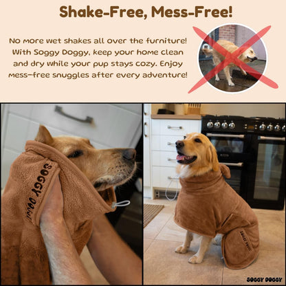 ® UK: Luxury Dog Drying Coat, Super Absorbent Microfibre Dog Drying Robe with Hood, Fast Dry in Minutes, Thick & Soft Robe - Bath, Groom & Travel, Covers Ears, All-Season Dressing Gown (L)
