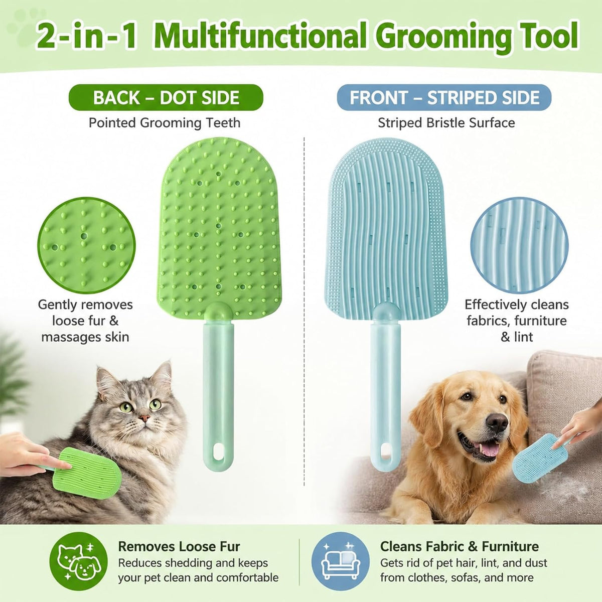 2Pcs Cats Tongue Comb and Brush,Silicone Cat Brush,Cat Grooming Brushes