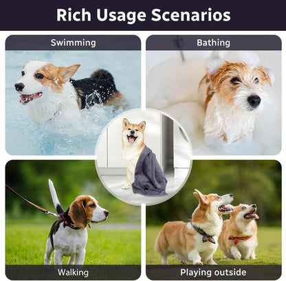 2 Pcs Microfiber Dog Towel, Soft Luxury Super Absorbent Dog Towel, Dries Pets Quickly, Machine Wash, Hand Washing and Dry, Bath Towel for All Breeds Dogs and Cats (75X35Cm, Grey)