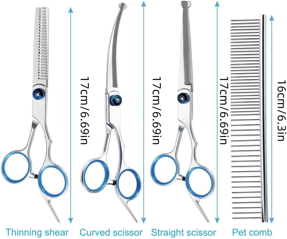 1Pc Professional Grooming with Safety round Tips, Sharp and Heavy-Duty Pet Grooming Shears for Cats, Curvedscissor