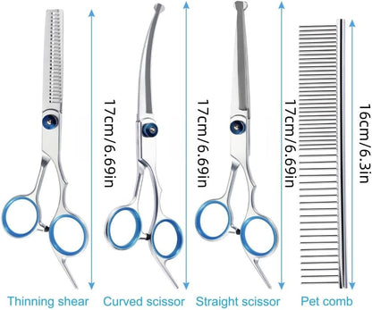 1Pc Professional Grooming with Safety round Tips, Sharp and Heavy-Duty Pet Grooming Shears for Cats, Curvedscissor