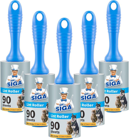 Extra Sticky Lint Roller Pet Hair Remover, 5 Pack, Blue