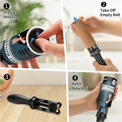 Ibest UK Lint Roller for Clothes and Pet Hair, 3 Reusable Refills, 100 Extra Sticky Easy Peel Sheets, Lint Remover for Carpet, Sofa and Car Seats