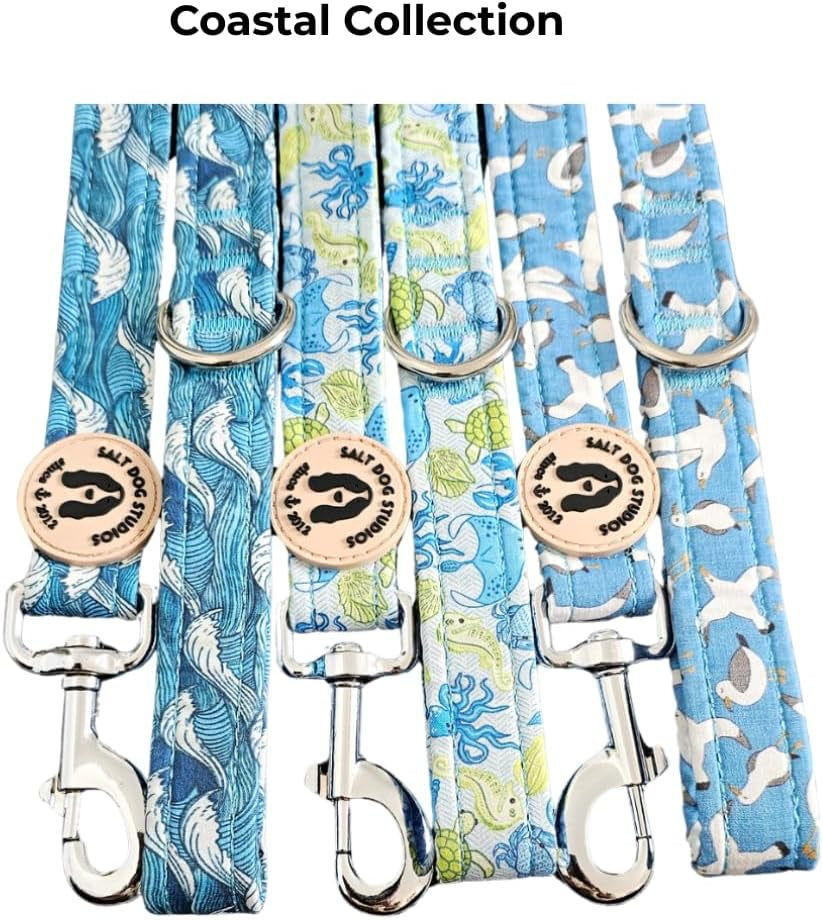 Coastal Dog Lead –Soft Velvet Handle Dog Lead for Small, Medium, & Large Dogs – by  (Ocean Life, 3/4")
