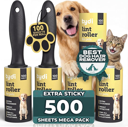 Pet Hair Lint Rollers, 500 Sheets with 2 Handles
