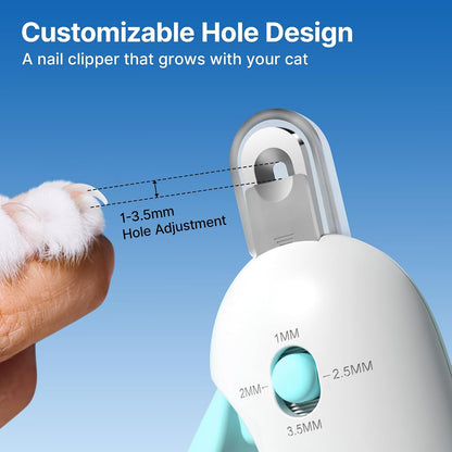 Cat Nail Clipper, Adjustable Trimming Hole with Hidden Nail File