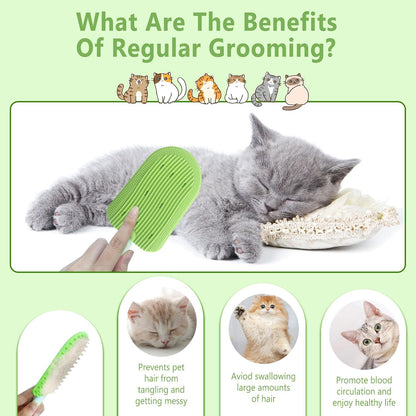 2Pcs Cat Tongue Comb and Brush - Upgraded Washable Silicone Pet Brushes for Long or Short Haired Cats, Multifunctional Grooming Brush, Easily Removes Fur