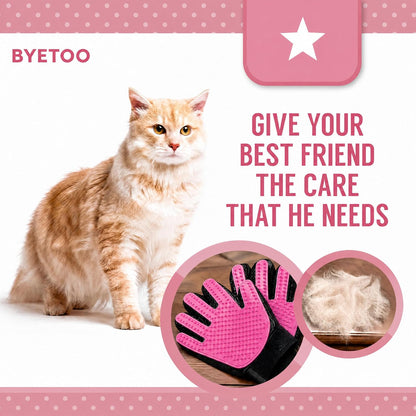 Pet Dog Cat Grooming Glove,Gentle Deshedding Brush Glove,Efficient Pet Hair Remover Mitt,Massage Tool with Enhanced Five Finger Design,For Dogs,Cats,Rabbits,Horses with Long/Short Fur,1 Pair