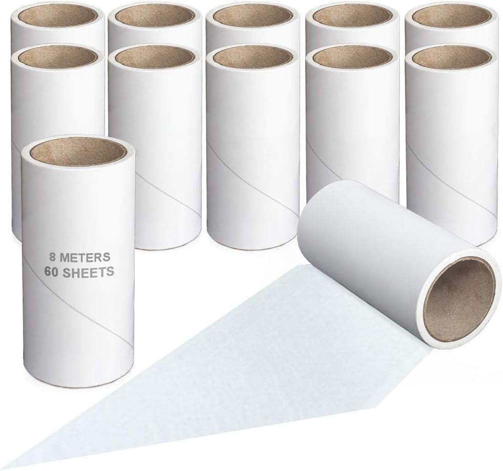 12 PCS Sticky Lint Roller Refills for Pet Hair, Clothes, Bedding, Dog, Cat Hair Remover, 720 Sheets Total