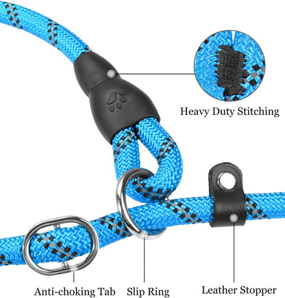 Slip Lead for Dogs No Pull Training Lead 1.8M Reflective Dog Lead with Padded Handle & Anti-Choke Stopper, S/M/L for Small Medium Large Dogs
