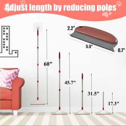 Upgrated Carpet Rake for Pet Hair Removal with 152Cm Long Handle