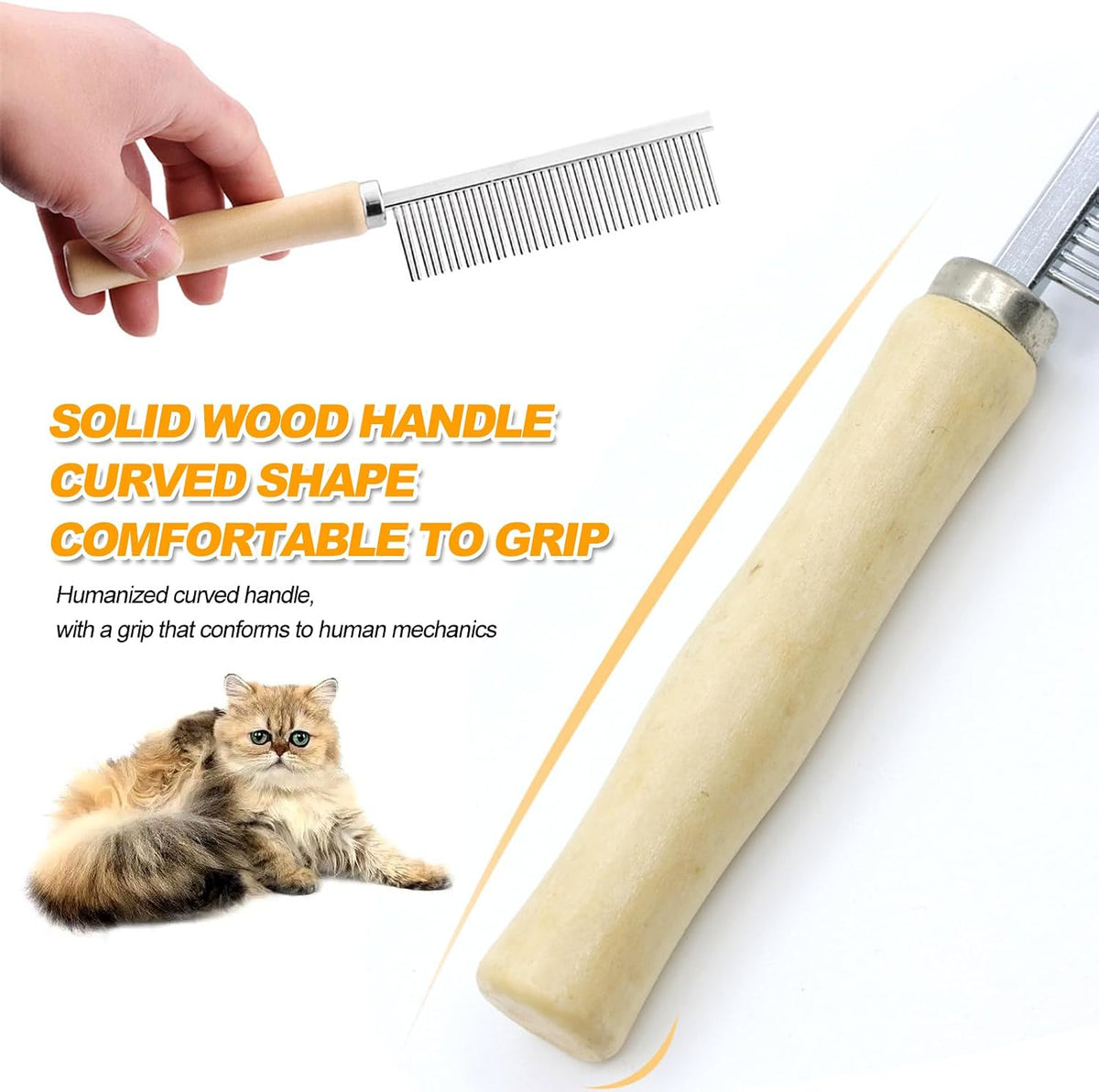 Detangling Comb for Cats Dogs, Detangling Pet Hair Grooming Circular Teeth Modified Comb for Long Short Haired Cats Pets 2 Pcs