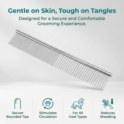 Professional Metal Pet Comb, Stainless Steel Pets Grooming Comb
