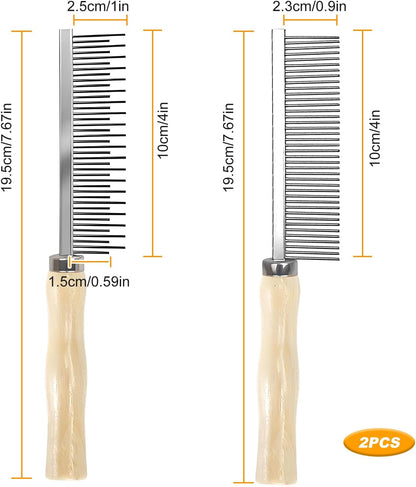 Detangling Comb for Cats Dogs, Detangling Pet Hair Grooming Circular Teeth Modified Comb for Long Short Haired Cats Pets 2 Pcs