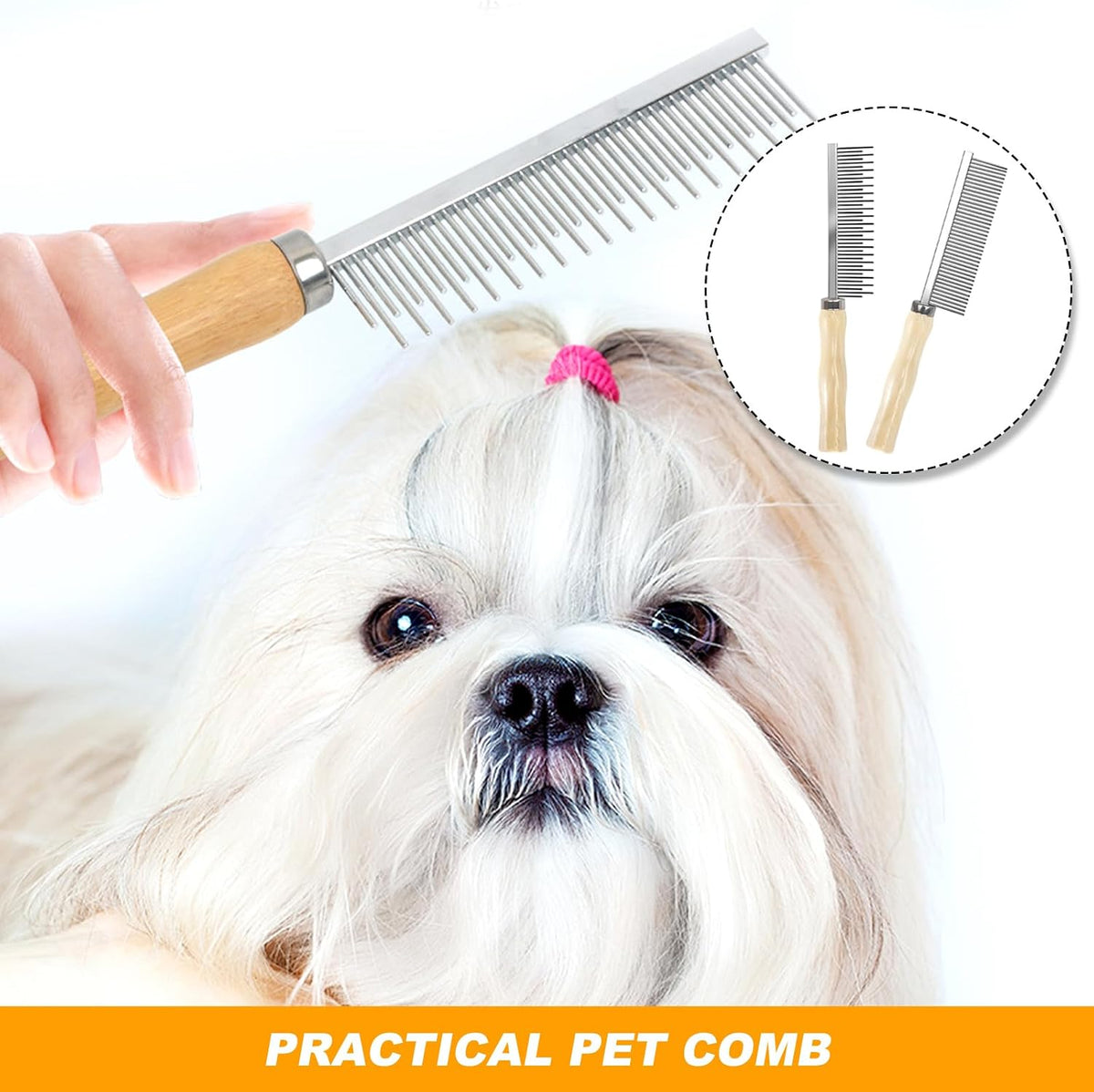 Detangling Comb for Cats Dogs, Detangling Pet Hair Grooming Circular Teeth Modified Comb for Long Short Haired Cats Pets 2 Pcs