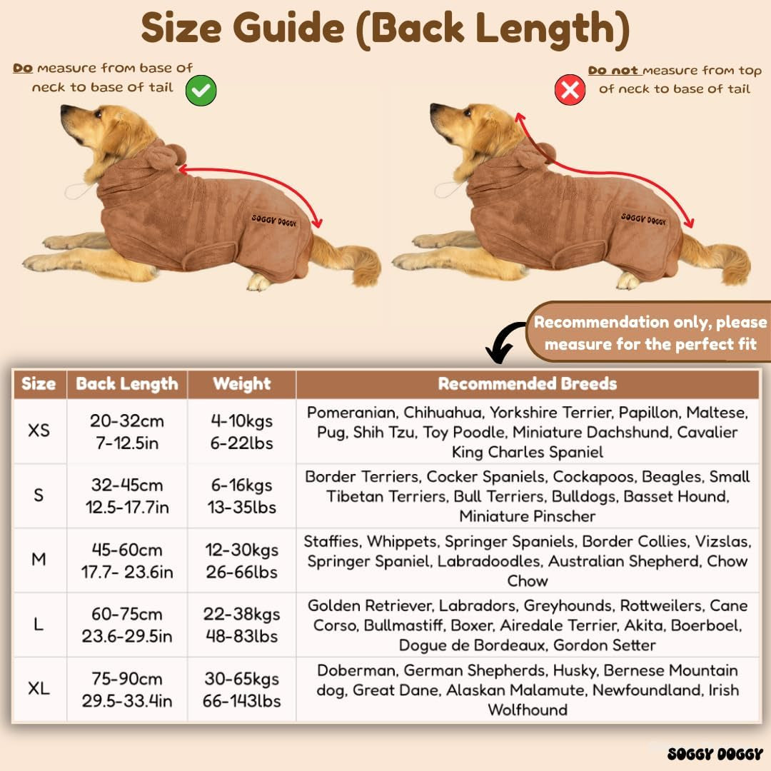® UK: Luxury Dog Drying Coat, Super Absorbent Microfibre Dog Drying Robe with Hood, Fast Dry in Minutes, Thick & Soft Robe - Bath, Groom & Travel, Covers Ears, All-Season Dressing Gown (L)