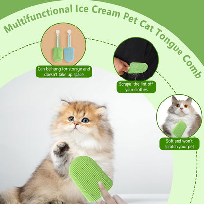 2Pcs Cat Tongue Comb and Brush - Upgraded Washable Silicone Pet Brushes for Long or Short Haired Cats, Multifunctional Grooming Brush, Easily Removes Fur