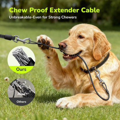 5M Retractable Dog Lead with Chew-Proof Cable, One-Button Control & Tangle-Free, Sturdy Nylon Lead with Reflective Strips, Ergonomic Handle, Extendable Dog Lead for Medium Large Dogs up to 50 Kg