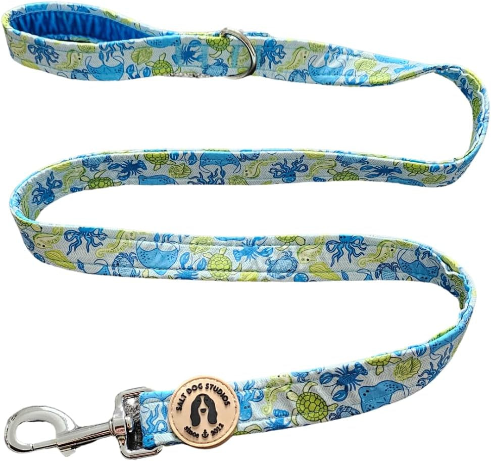 Coastal Dog Lead –Soft Velvet Handle Dog Lead for Small, Medium, & Large Dogs – by  (Ocean Life, 3/4")