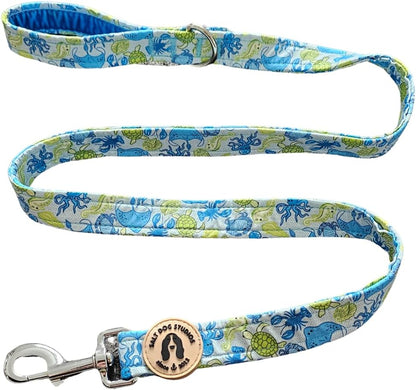 Coastal Dog Lead –Soft Velvet Handle Dog Lead for Small, Medium, & Large Dogs – by  (Ocean Life, 3/4")