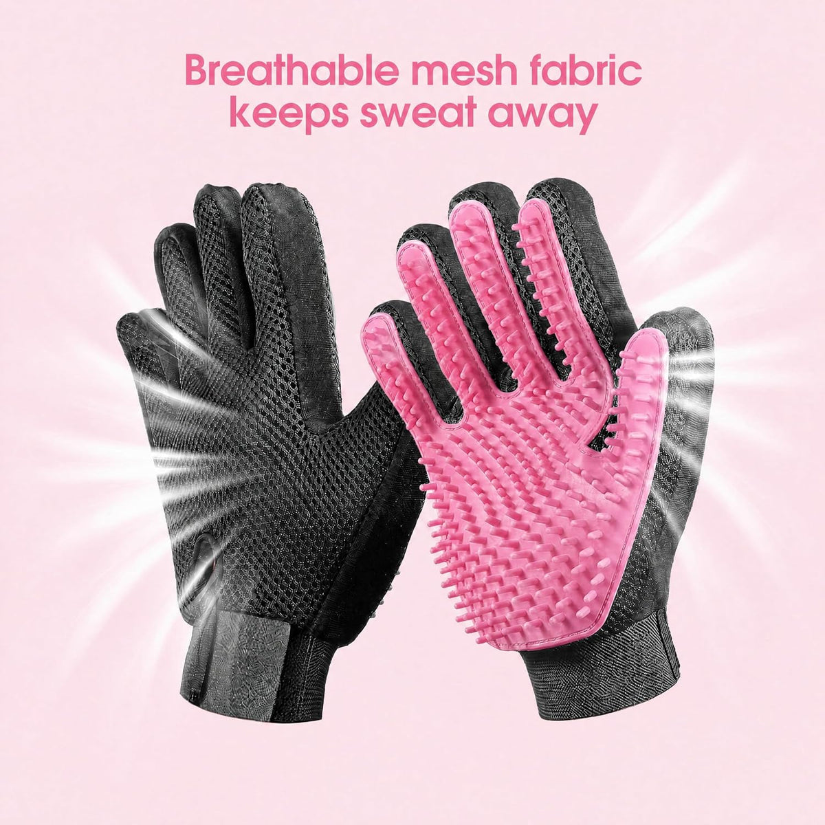 Pet Dog Cat Grooming Glove,Gentle Deshedding Brush Glove,Efficient Pet Hair Remover Mitt,Massage Tool with Enhanced Five Finger Design,For Dogs,Cats,Rabbits,Horses with Long/Short Fur,1 Pair