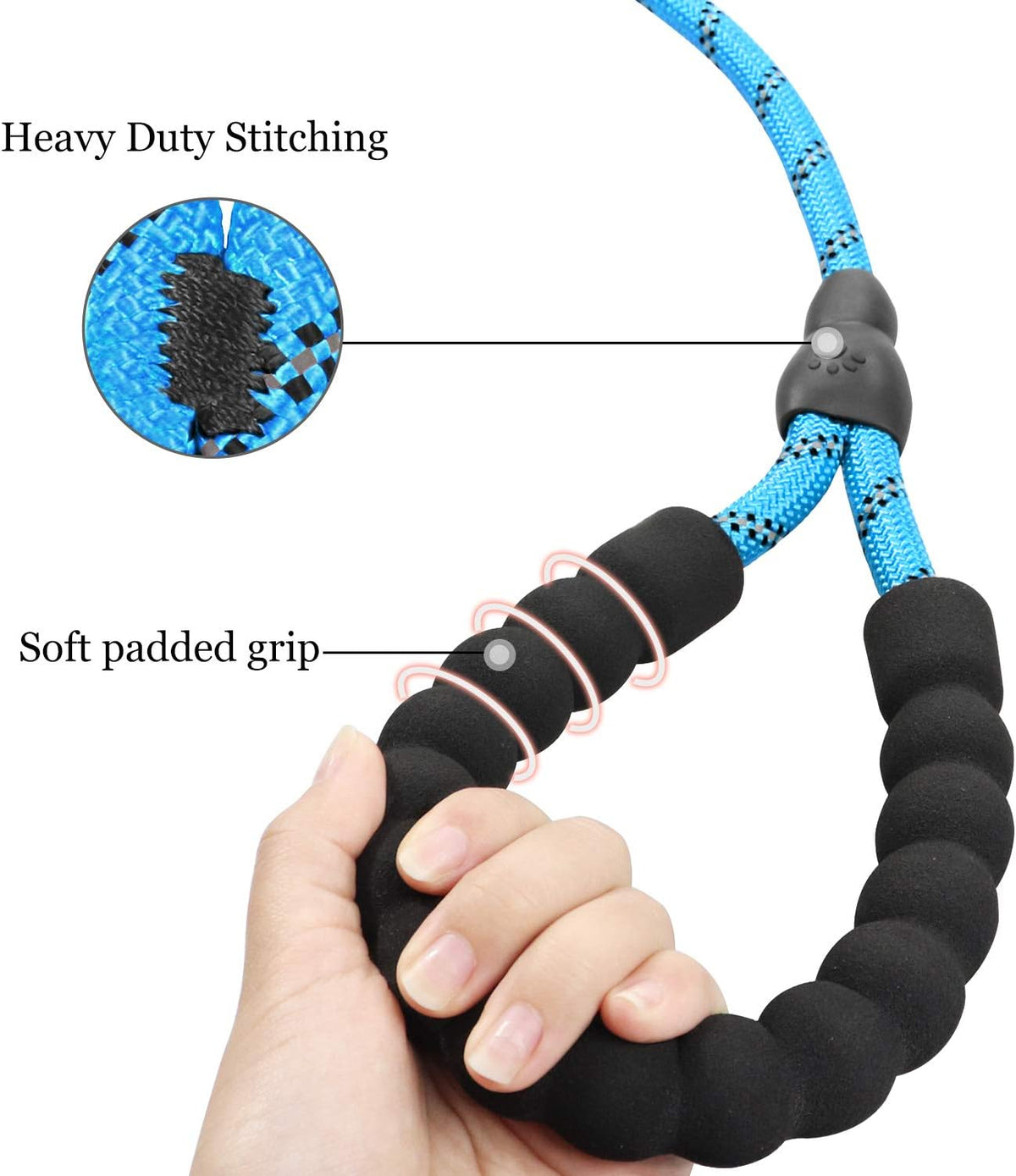 Slip Lead for Dogs No Pull Training Lead 1.8M Reflective Dog Lead with Padded Handle & Anti-Choke Stopper, S/M/L for Small Medium Large Dogs
