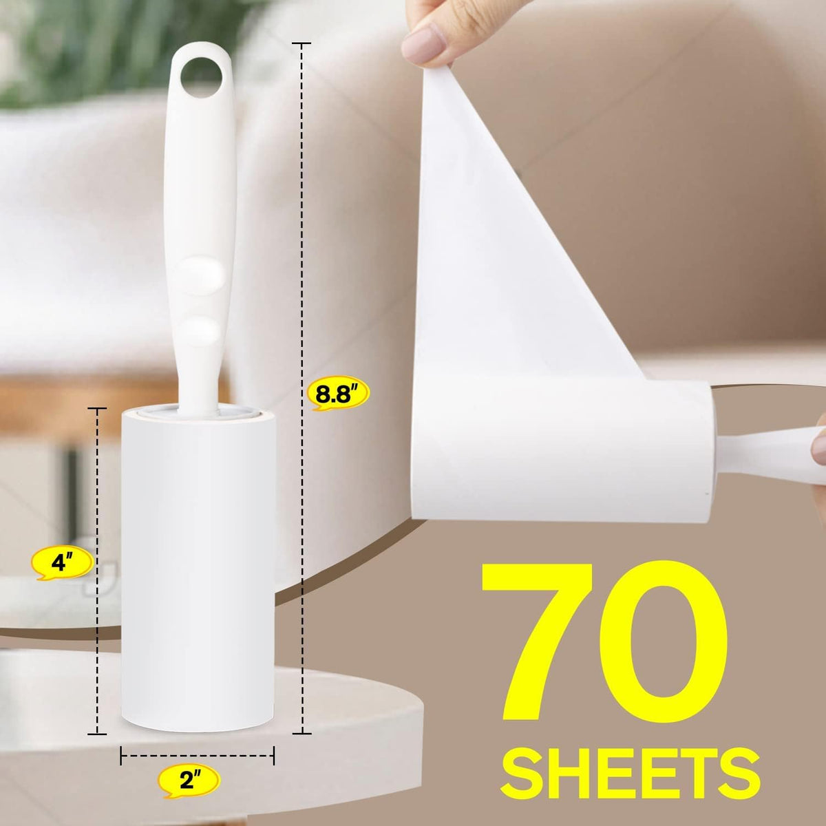 Lint Rollers 5 Refills Full 420 Sheets with Protective Cover,1 Handle with 6 Extra Sticky Lint Roller Set for Clothes, Sofa, Bed and Carpet, Lint Roller for Pet Hair, Cat Hair, Dog Hair, Dust
