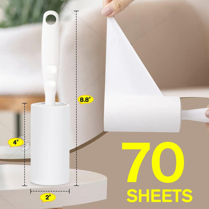 Lint Rollers 5 Refills Full 420 Sheets with Protective Cover,1 Handle with 6 Extra Sticky Lint Roller Set for Clothes, Sofa, Bed and Carpet, Lint Roller for Pet Hair, Cat Hair, Dog Hair, Dust