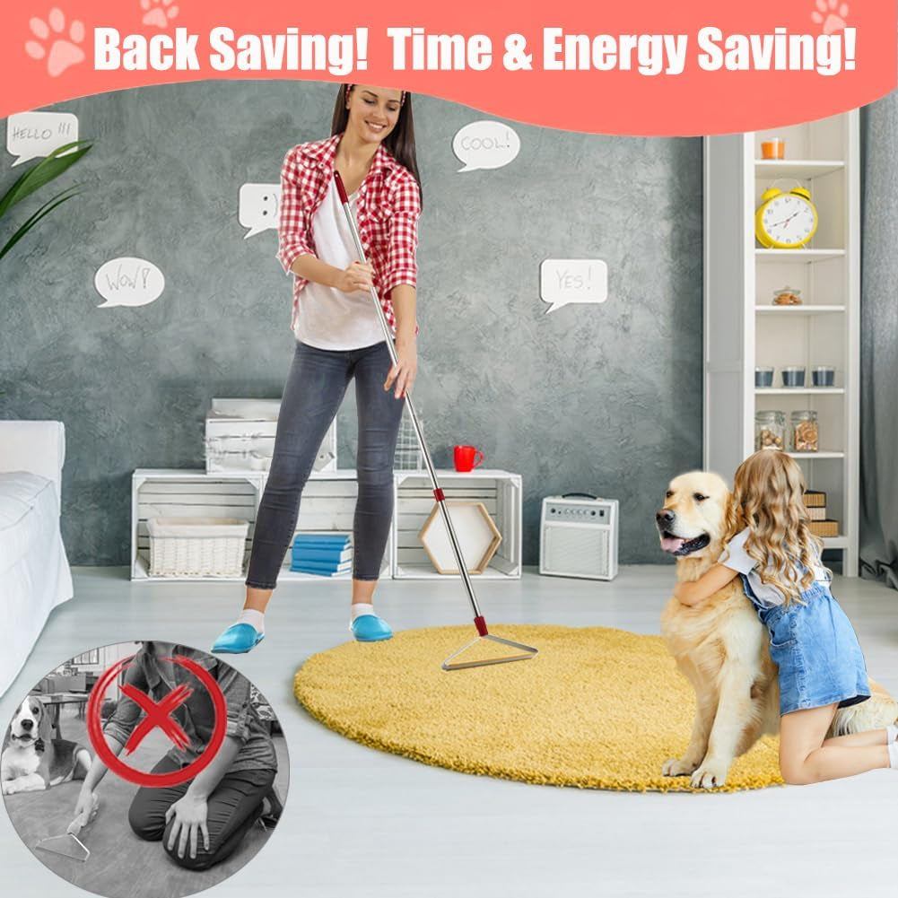 Upgrated Carpet Rake for Pet Hair Removal with 152Cm Long Handle